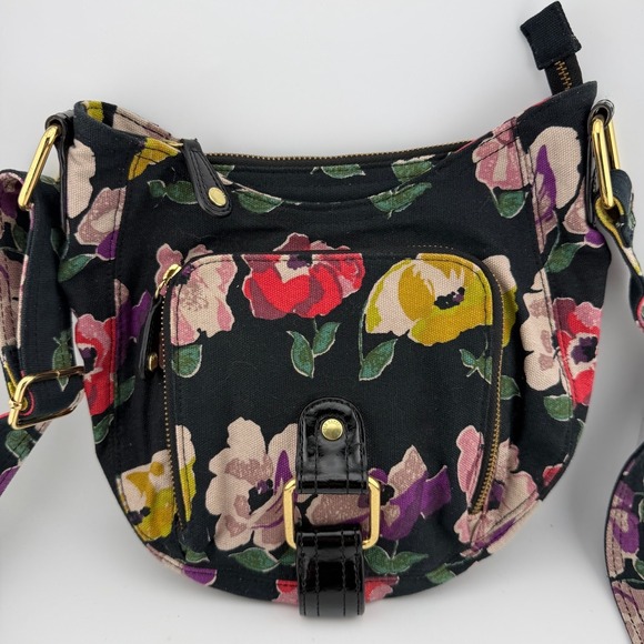Ted Baker Handbags - Ted Baker Crossbody Bag Small Black Floral Excellent Canvas Gold Hardware